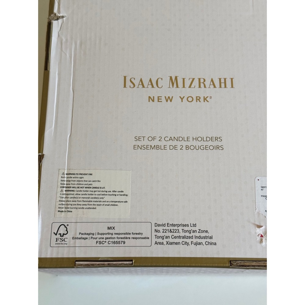 Isaac Mizrahi New York Floral Gold Candle Holders Set of 2 Taper Stands - Picture 7 of 8